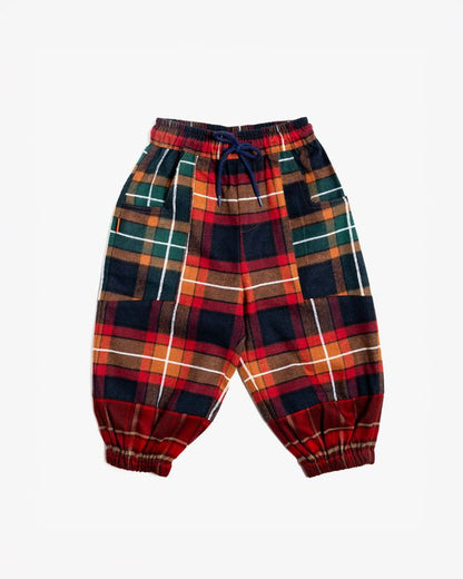 Patched Barrel Pants | Tartan