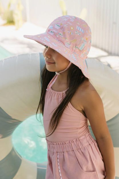 Beach Club Wide Brim Sunhat | Peach and Multi