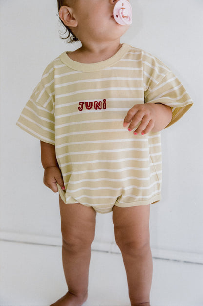 Riley T-Shirt Romper | Butter Stripe