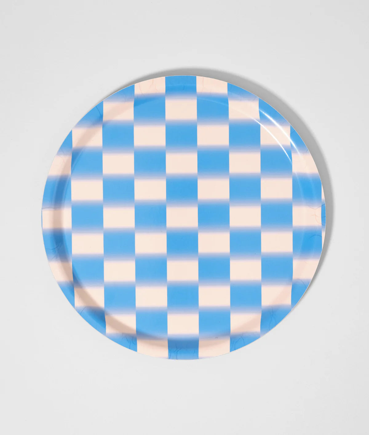 Blue Gradient Check Mini Round Tray