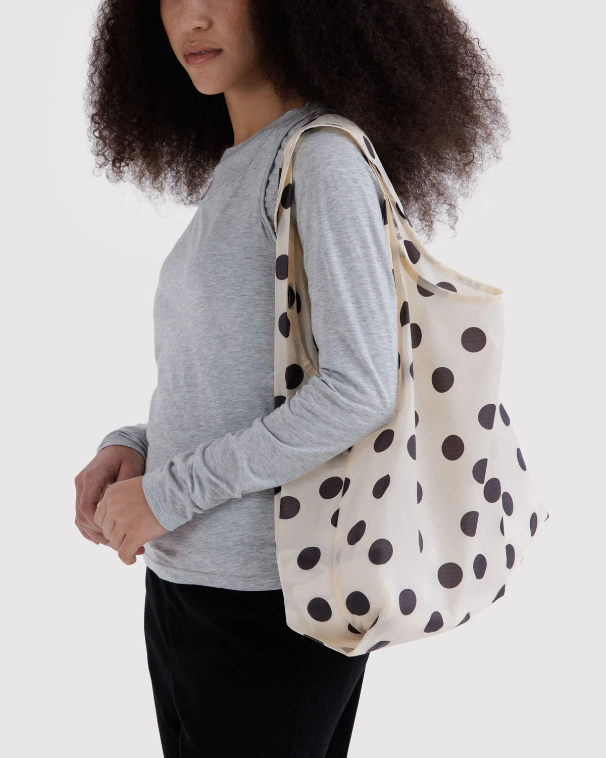 Standard Baggu | cream and black polka dot