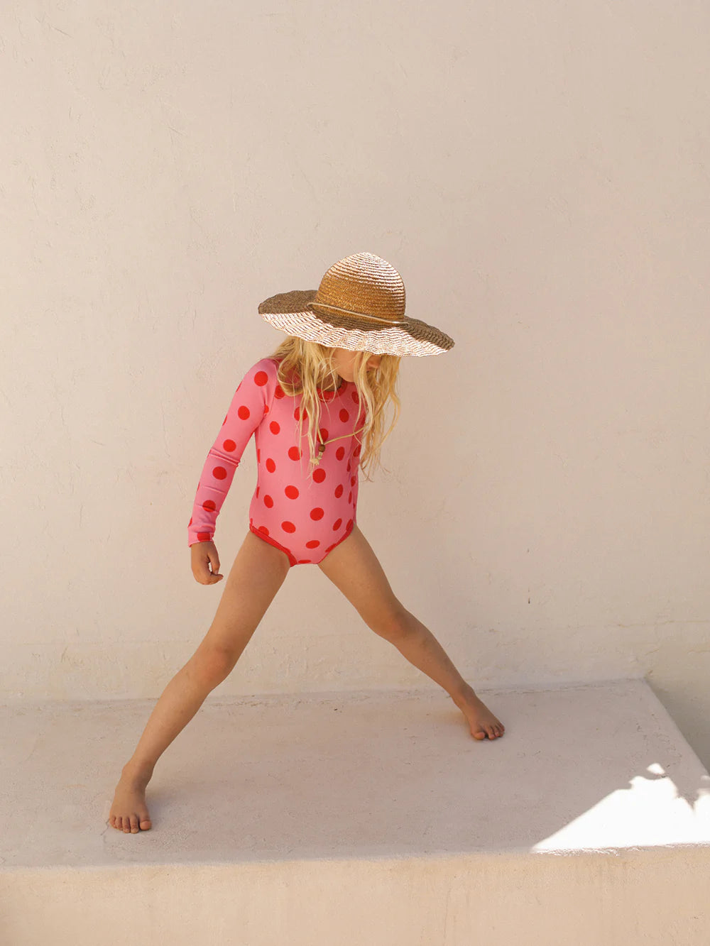 Long sleeve polka one piece