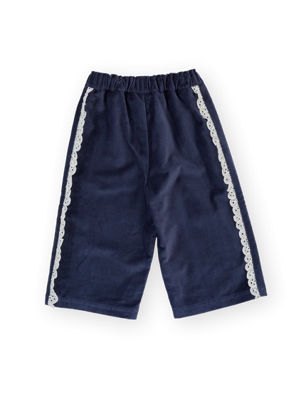 Velour Broderie Wide Leg Pant