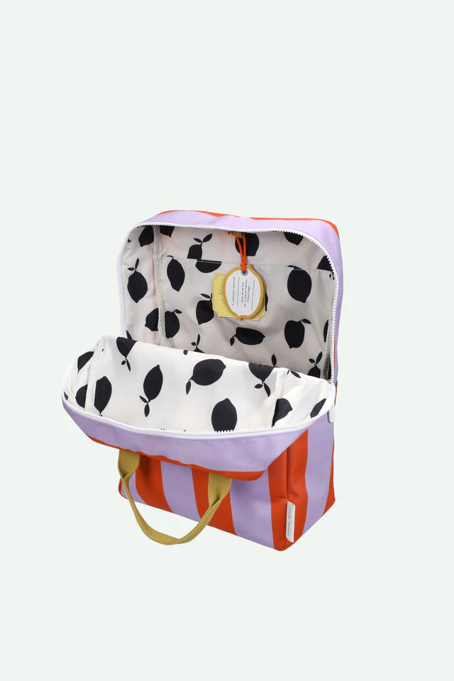 backpack large | stripes | campfire orange + dewy lilac