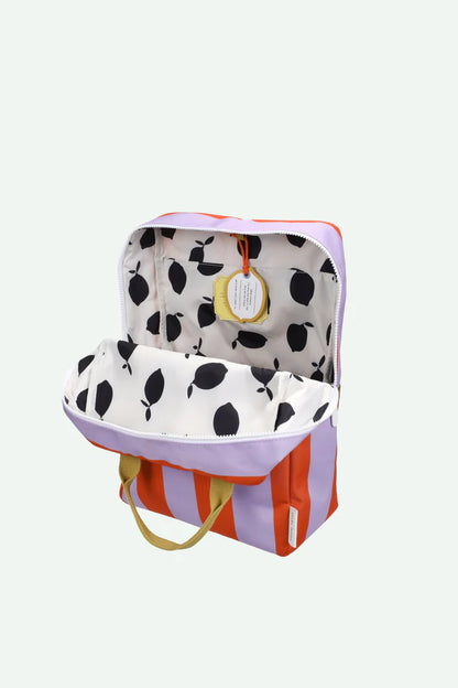 backpack large | stripes | campfire orange + dewy lilac