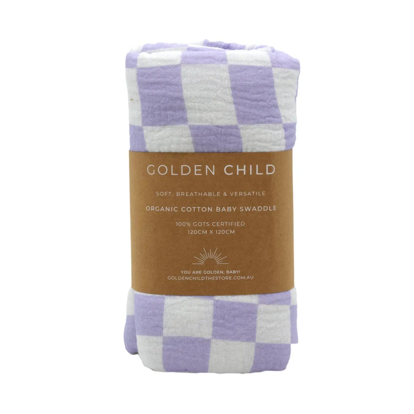 Wavy Baby Checked Organic Cotton Baby Swaddle - Lilac