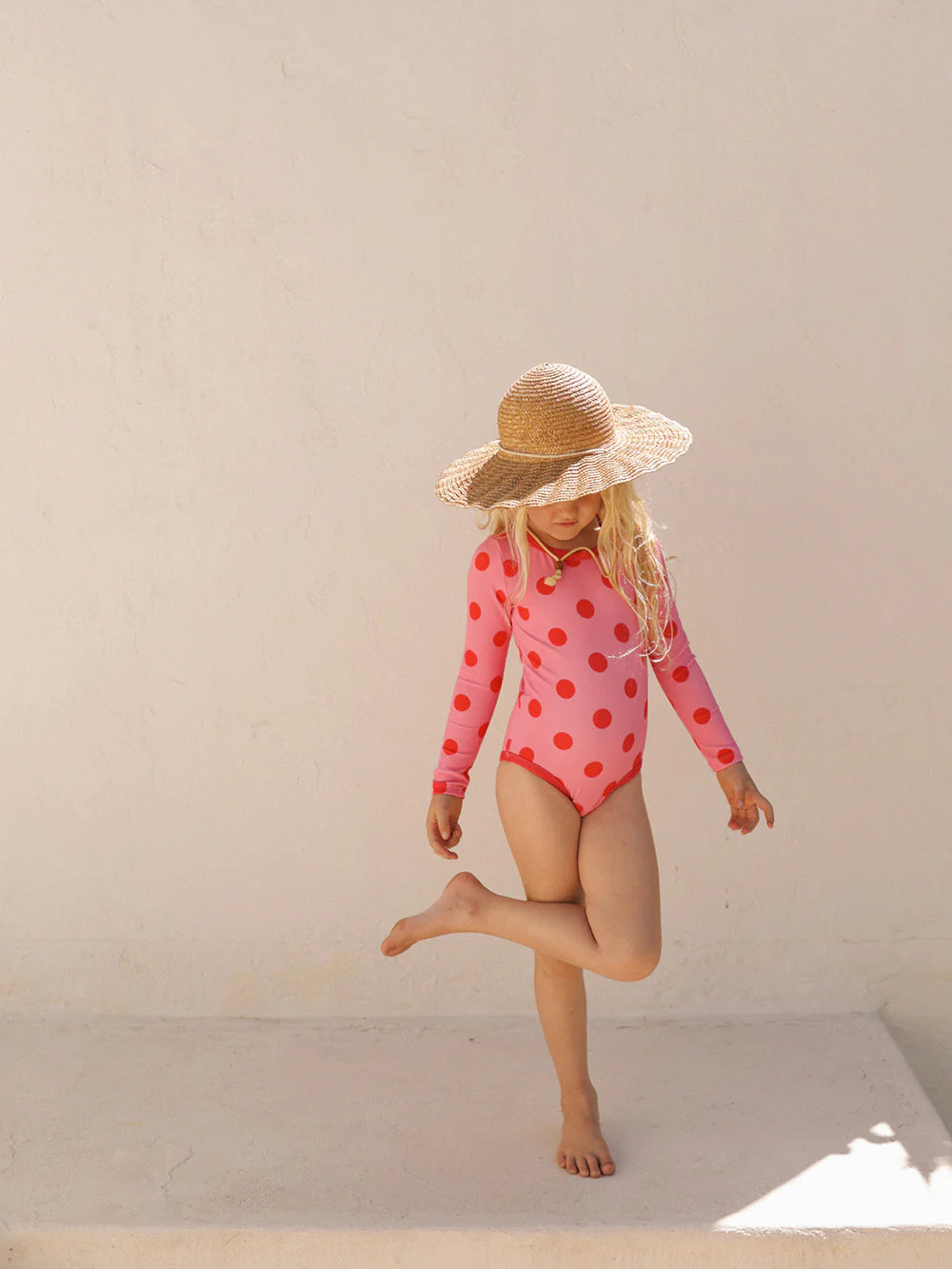 Long sleeve polka one piece