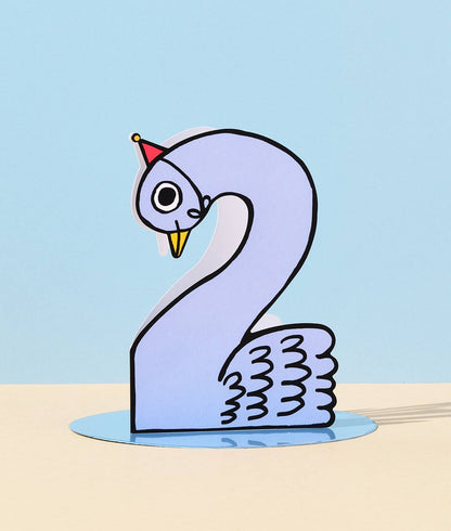 Swan 2nd Birthday Kid's Number Card