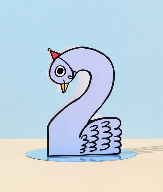 Swan 2nd Birthday Kid's Number Card