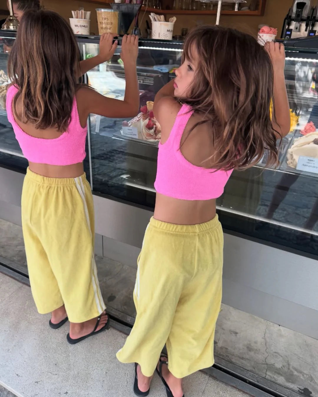 Twin stripe terry pant | limoncello