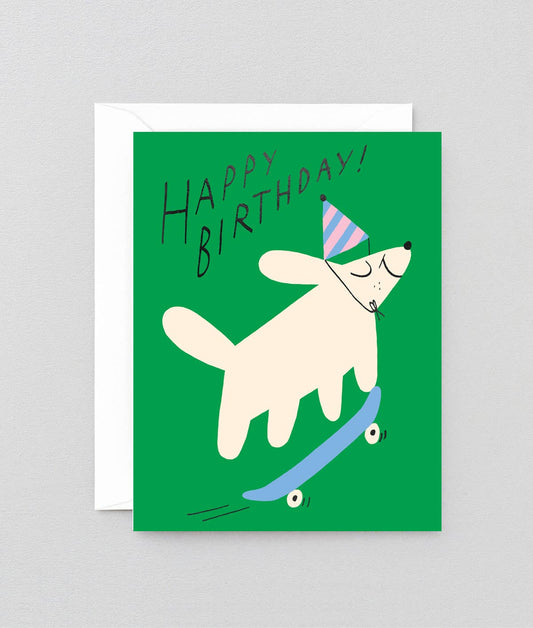 Happy Birthday Skateboarding Dog Card