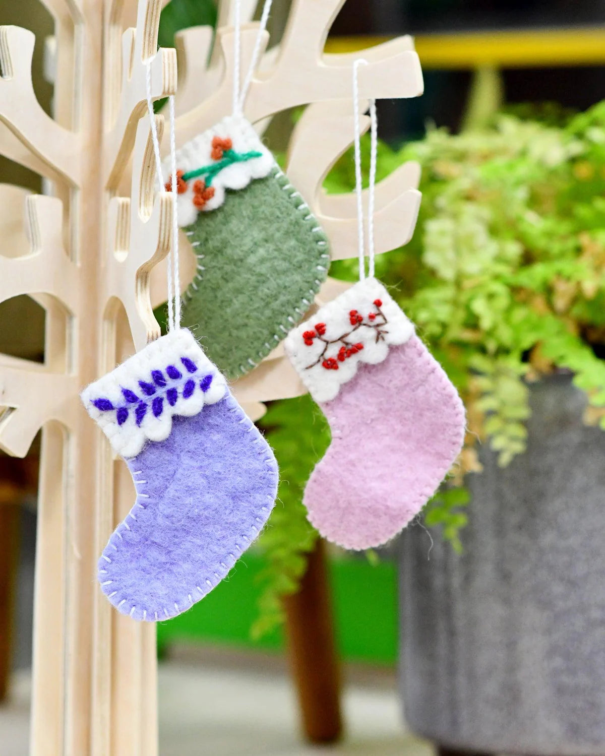 Felt christmas stocking ornaments (set of 3)