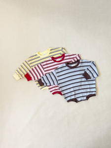 Mattie Stripe Cotton Bodysuit | Pink Stripe