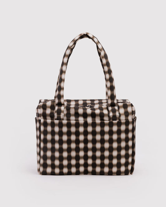 Small cloud carry on | blurred gingham brown