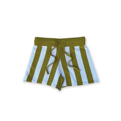 Organic Vertical Stripe Knit Shorts - Ocean & Leaf