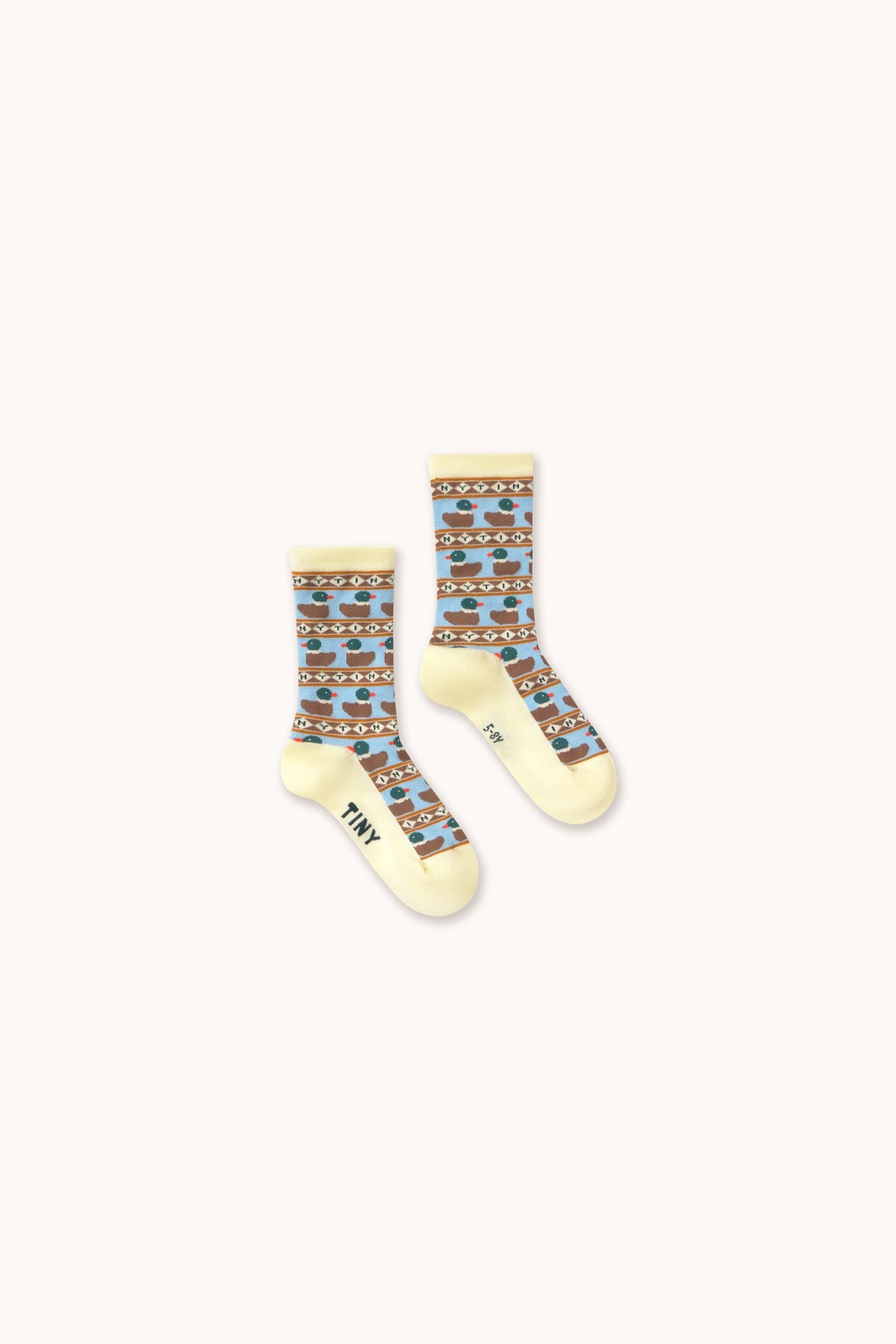 Tiny Ducks Medium Socks | dusty yellow