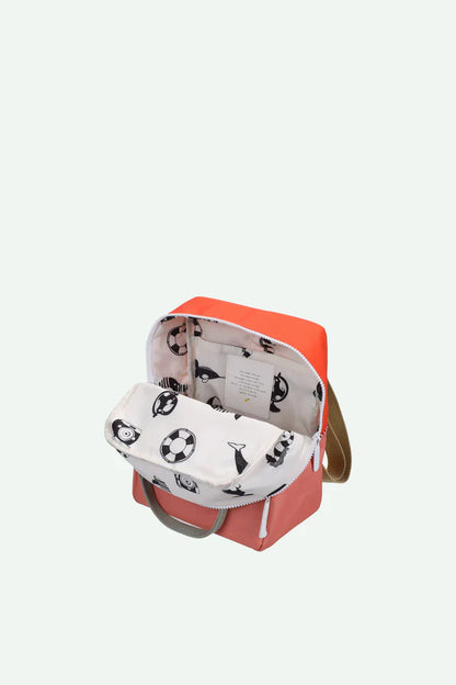backpack small | colour blocking | lifebuoy orange + coral pink