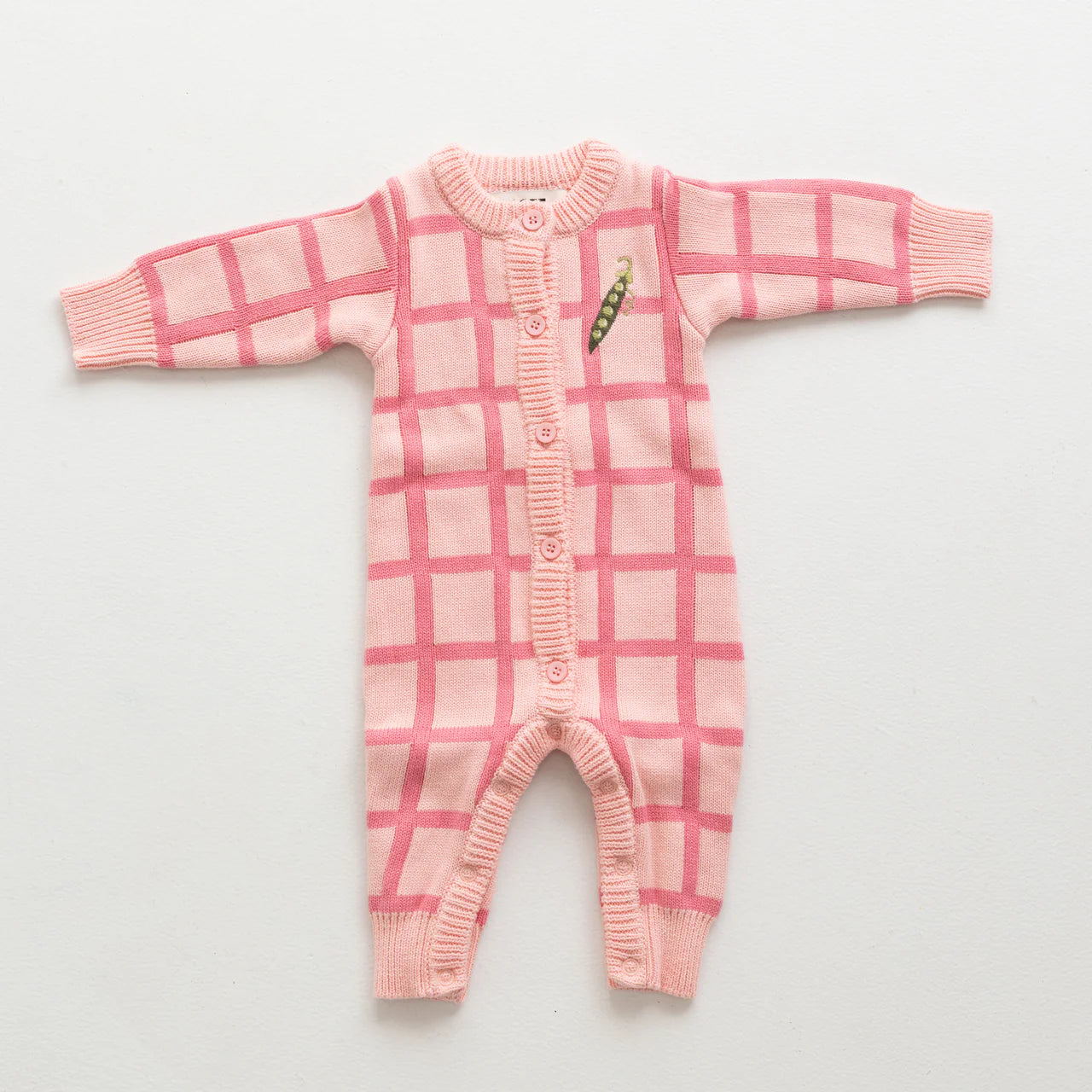 Organic Check Knit Romper | Peony