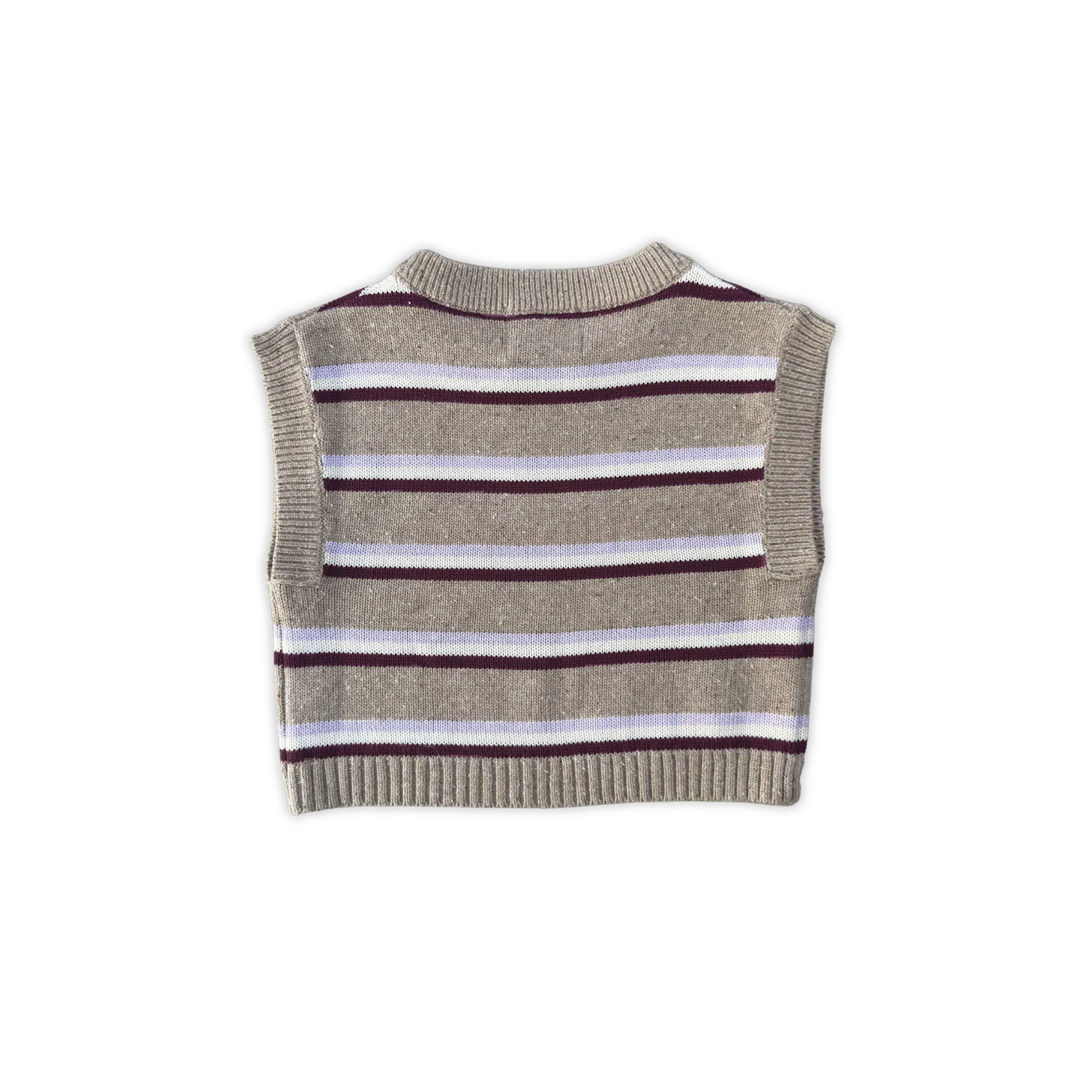 Organic Stripe Apple Knit Vest - Oatmilk