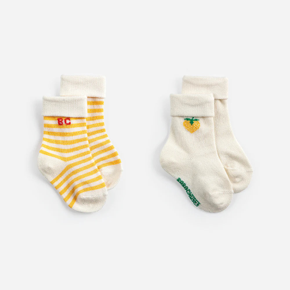 Pixel strawberry short socks pack x 2 | baby