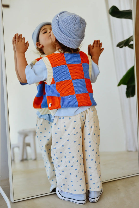 Nonno vest | blue and orange check