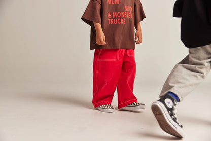mum, mud and monster trucks tee | brown/red