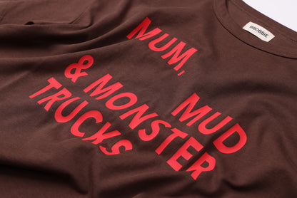 mum, mud and monster trucks tee | brown/red