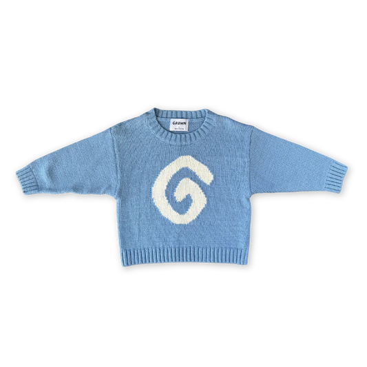 Organic Swirl Intarsia Knit Pull Over | Duck Egg