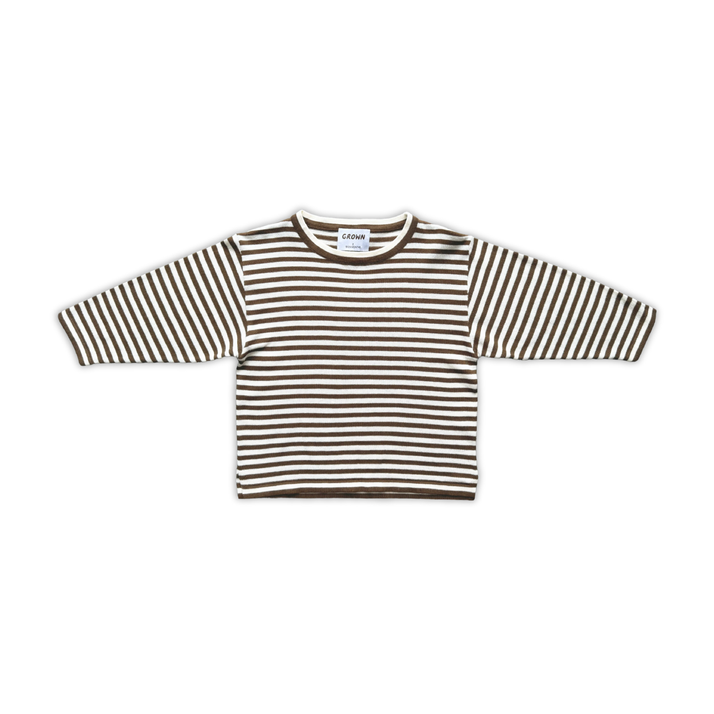 Organic Essential Stripe LS Knit Tee - Espresso