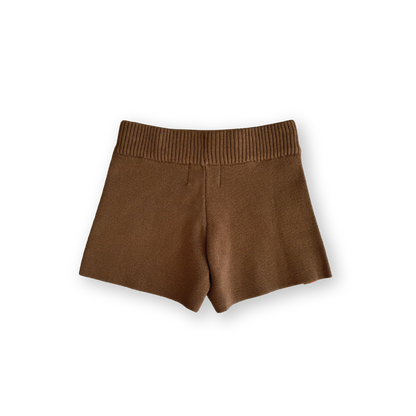 Organic milano knit shorts | brownie
