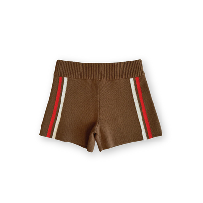 Organic milano knit shorts | brownie