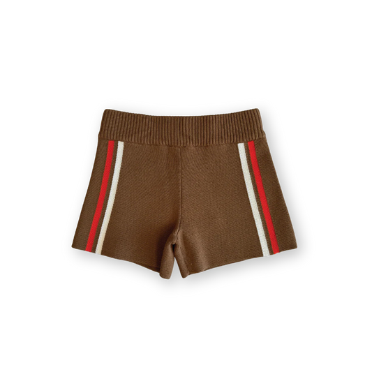 Organic milano knit shorts | brownie