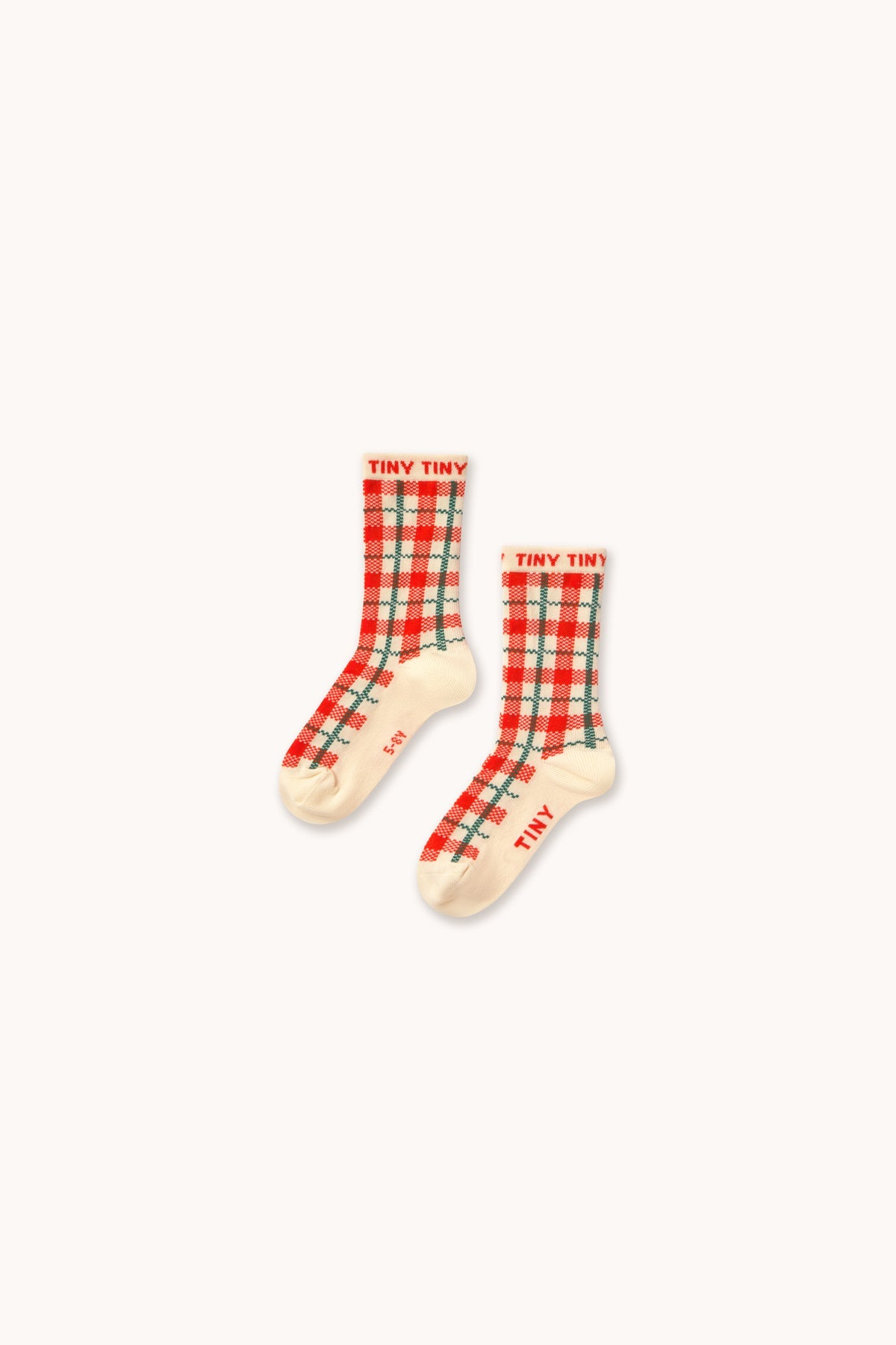 Cream Check Medium Socks | light cream