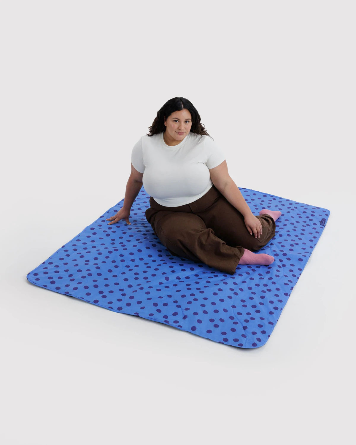 Puffy picnic blanket | Blue Polka Dot