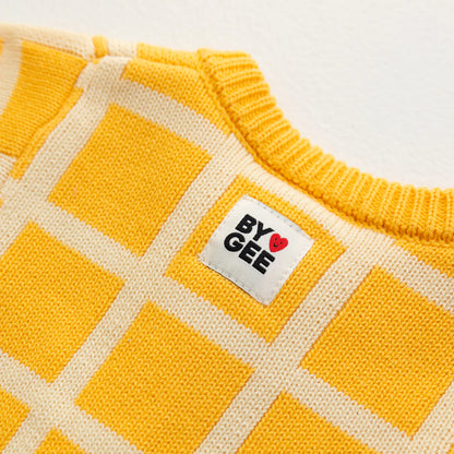 Organic Check Knit Romper | Honey