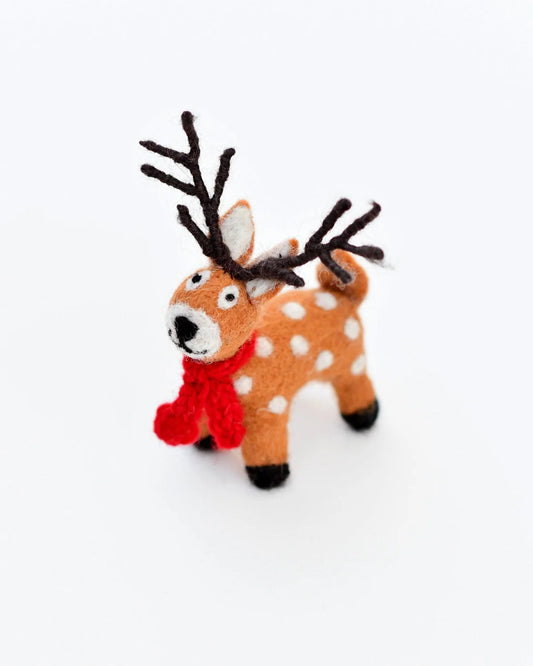Felt reindeer with red scarf toy