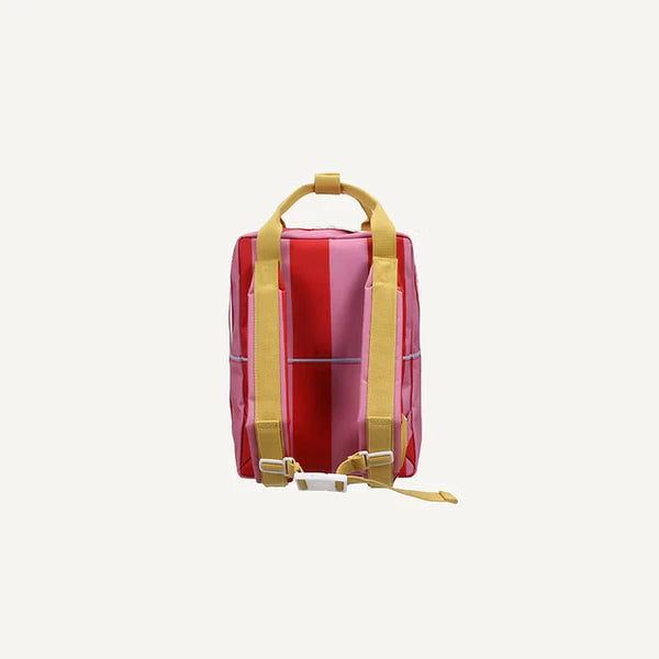 backpack medium | stripes | red apple + rosebay pink