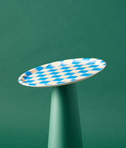 Blue Gradient Check Mini Round Tray