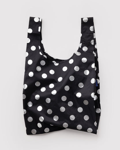 Standard Baggu | silver metallic polka dot