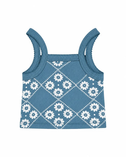 GIRLS CLASSIC SINGLET | BLUE FLORAL