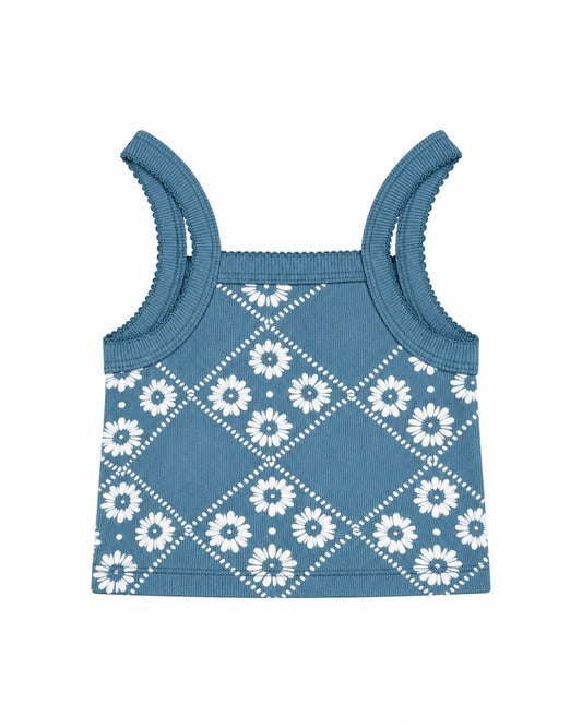 GIRLS CLASSIC SINGLET | BLUE FLORAL