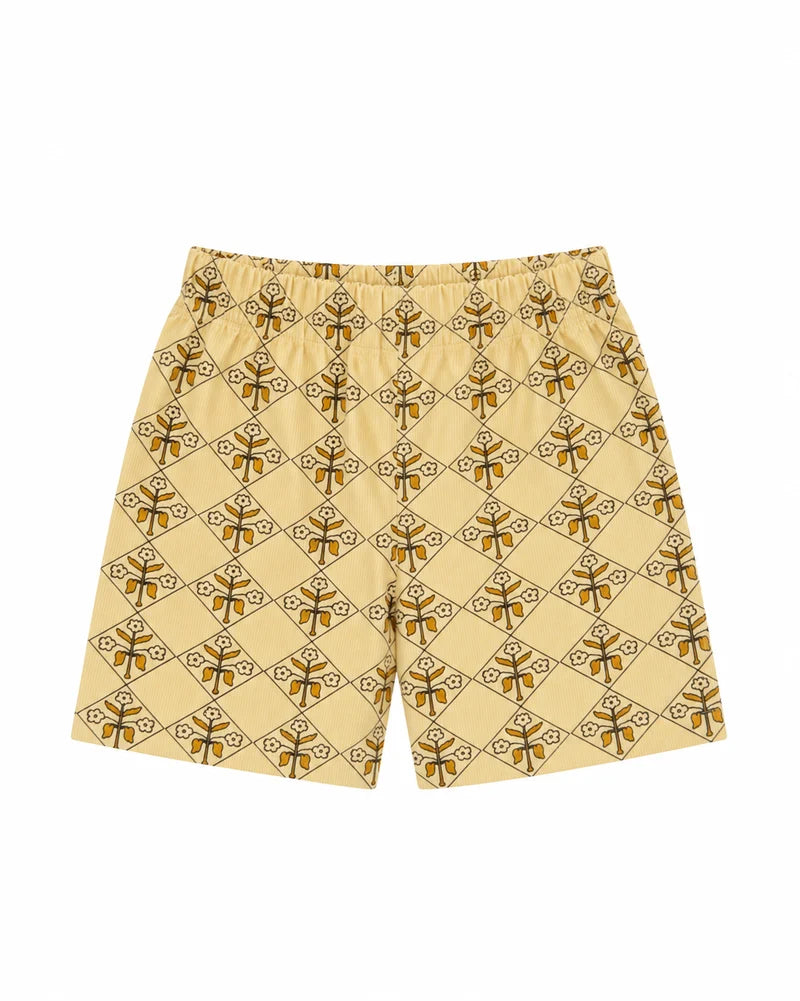 RELAXED ELASTIC SHORT | YELLOW VINTAGE FLORAL