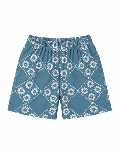 RELAXED ELASTIC SHORT | BLUE FLORAL