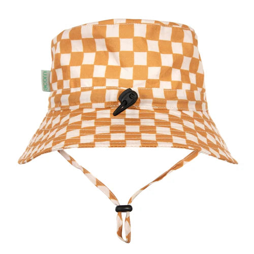 Checkmate wide brim hat caramel and cream acorn kids back
