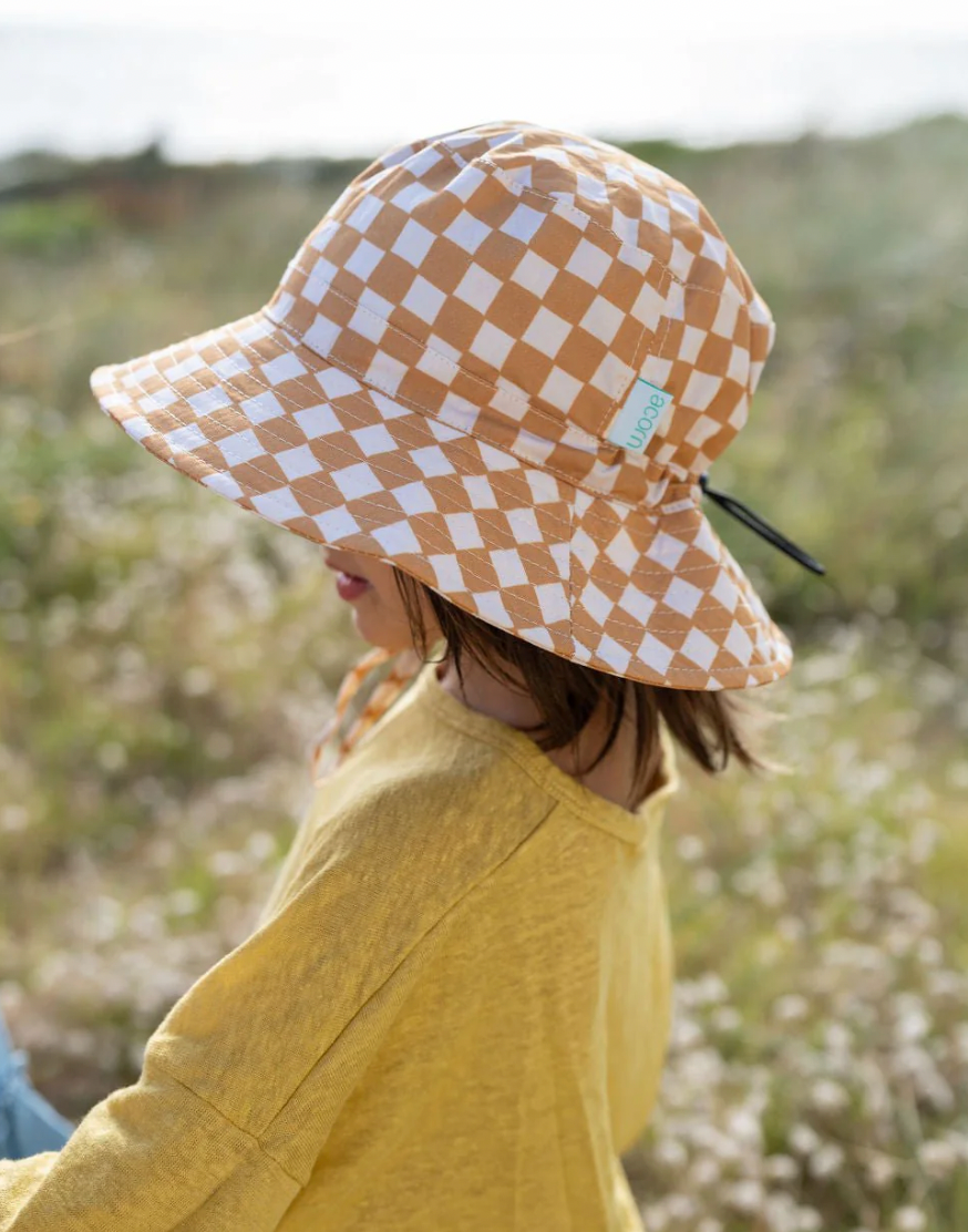 Checkmate wide brim hat caramel and cream by acorn kids campaign side