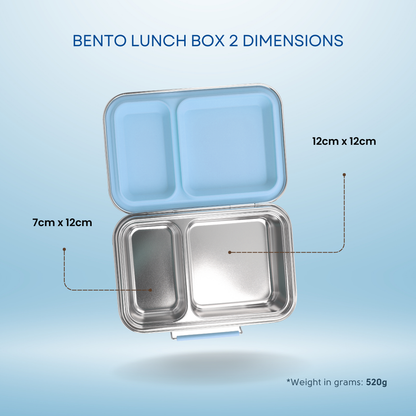 Stainless steel bento lunchbox | 2 compartments | blueberry