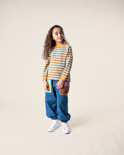 Long Sleeve T-Shirt | Green & Brown Stripes