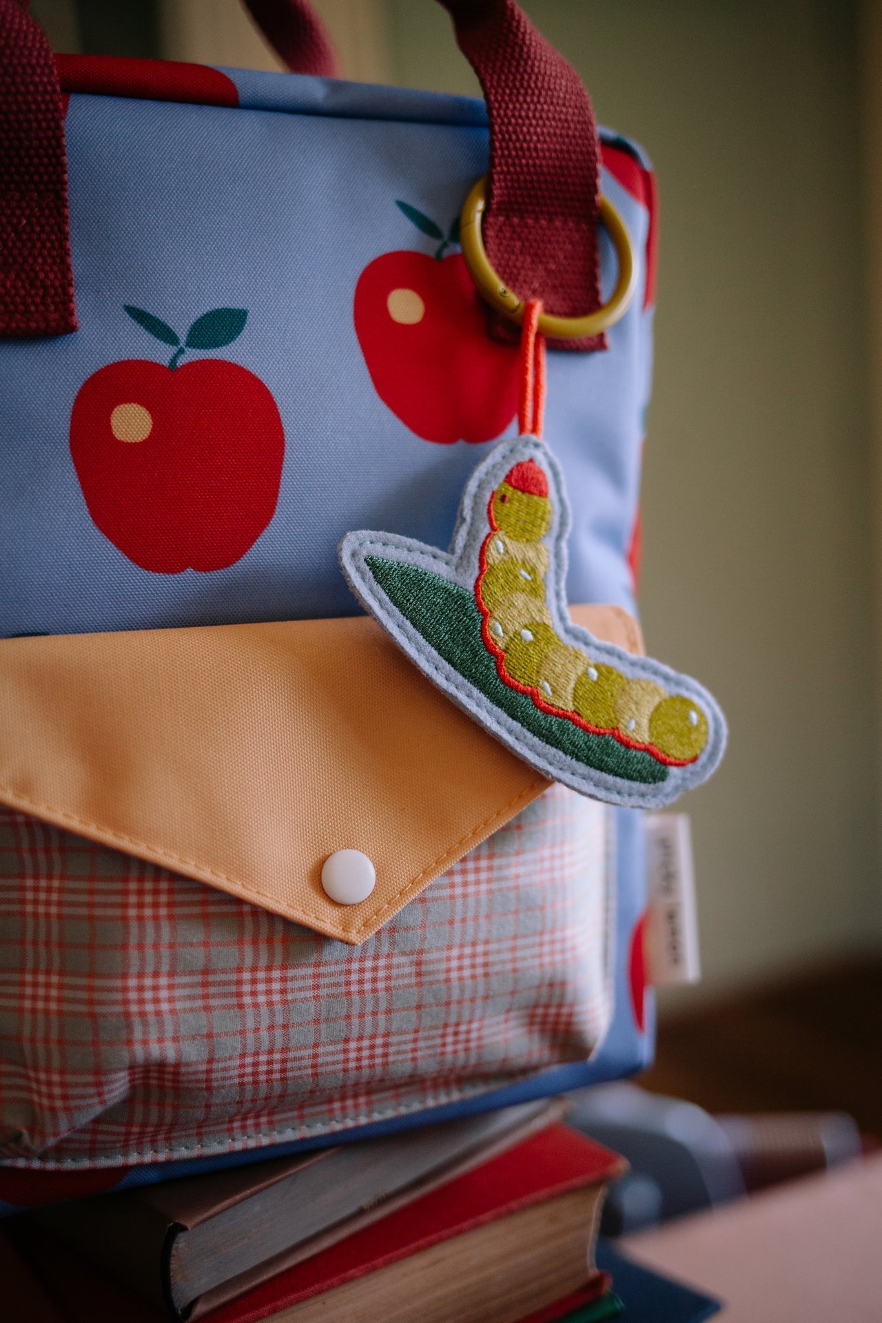 embroidered keychain | lemon tree | caterpillar