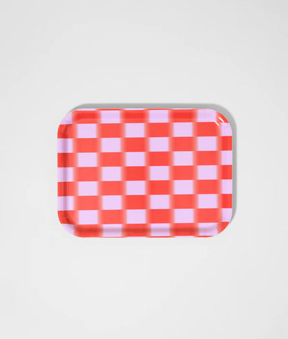 Red Gradient Check Small Rectangle Tray