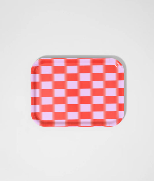 Red Gradient Check Small Rectangle Tray